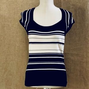 WHBM black and white striped top